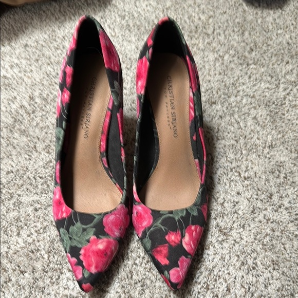 Christian Siriano Shoes - Christian Siriano Pink and Green Floral Heels